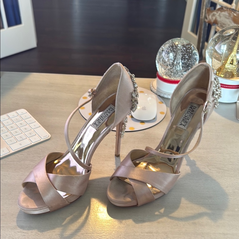 Badgley Mischka Women's embellisheddusty soft-pink Heels wedding formal
